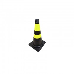 CONE 75CM PRETO/AMARELO REFLETIVO