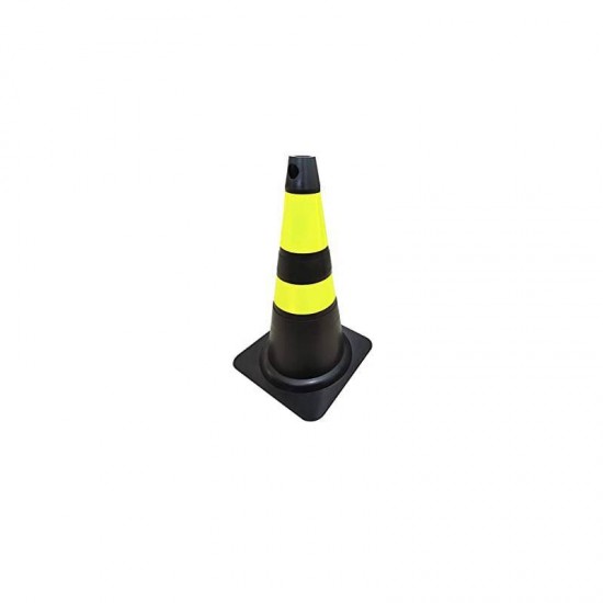 CONE 75CM PRETO/AMARELO REFLETIVO